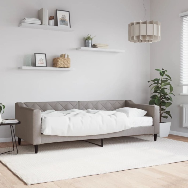 Lit de jour avec matelas taupe 80x200 cm tissu 