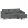Canapé à 3 places avec repose-pieds Gris foncé 180 cm Tissu 