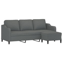 Canapé à 3 places avec repose-pieds Gris foncé 180 cm Tissu 