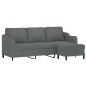 Canapé à 3 places avec repose-pieds Gris foncé 180 cm Tissu 