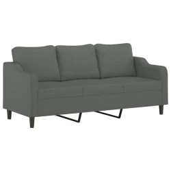 Canapé à 3 places avec repose-pieds Gris foncé 180 cm Tissu 