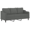 Canapé à 3 places avec repose-pieds Gris foncé 180 cm Tissu 