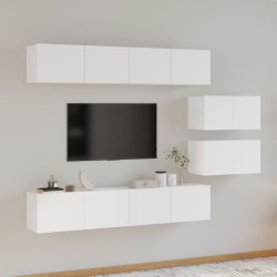 Ensemble de meubles TV 6 pcs Blanc Bois d'ingénierie 
