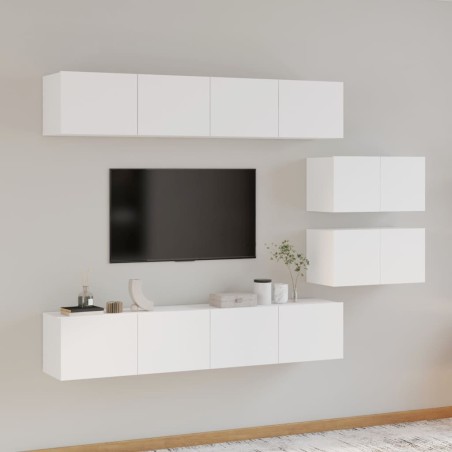 Ensemble de meubles TV 6 pcs Blanc Bois d'ingénierie 