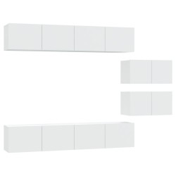 Ensemble de meubles TV 6 pcs Blanc Bois d'ingénierie 