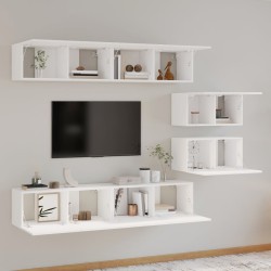 Ensemble de meubles TV 6 pcs Blanc Bois d'ingénierie 