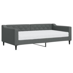 Lit de jour avec matelas gris foncé 90x190 cm tissu 
