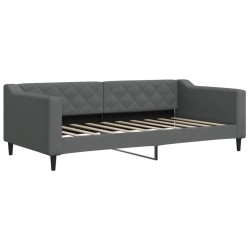 Lit de jour avec matelas gris foncé 90x190 cm tissu 