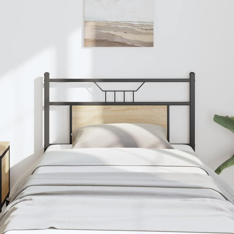 Tête de lit chêne sonoma 80 cm bois d'ingénierie et acier 