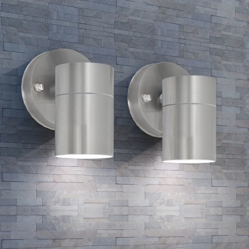 Applique murale d'extérieur 2 pcs Acier inoxydable vers le bas 