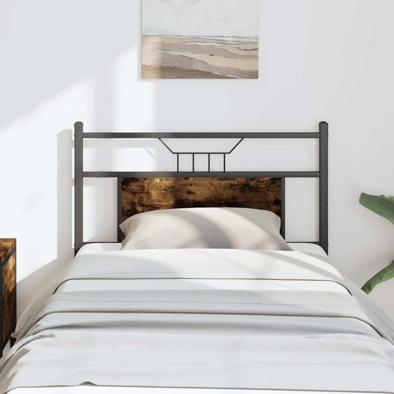 Tête de lit chêne fumé 80 cm bois d'ingénierie et acier 