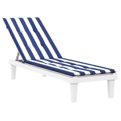 Coussin de chaise longue rayures bleues/blanches tissu oxford 