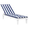 Coussin de chaise longue rayures bleues/blanches tissu oxford 