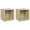 Meubles TV 2 pcs chêne sonoma 37x35x37 cm bois d’ingénierie 