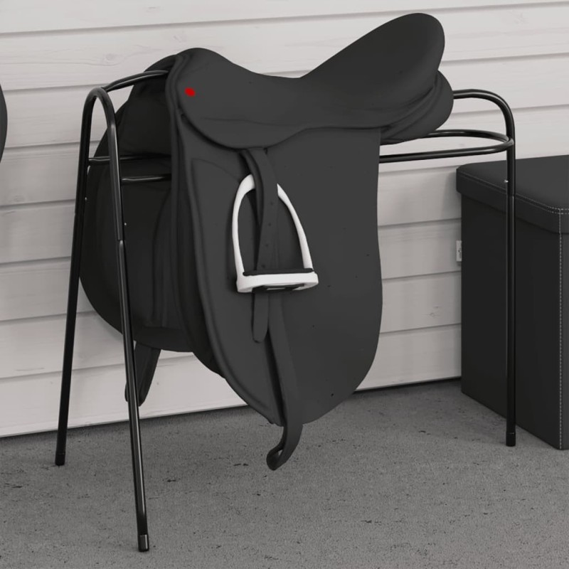 Porte-selle à 3 pieds autoportant noir fer Porte-selle à 3 pieds autoportant noir fer