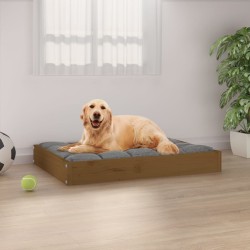 Lit pour chien Marron miel 71,5x54x9 cm Bois de pin solide 