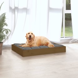 Lit pour chien Marron miel 71,5x54x9 cm Bois de pin solide 