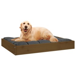 Lit pour chien Marron miel 71,5x54x9 cm Bois de pin solide 