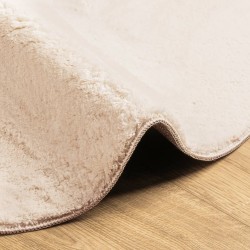 Tapis HUARTE à poils courts doux et lavable beige Ø 100 cm 