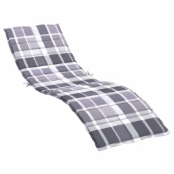 Coussin de chaise longue motif à carreaux gris 200x60x3 cm 