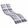 Coussin de chaise longue motif à carreaux gris 200x60x3 cm 