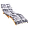 Coussin de chaise longue motif à carreaux gris 200x60x3 cm 