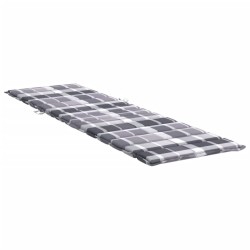 Coussin de chaise longue motif à carreaux gris 200x60x3 cm 