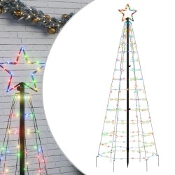 Sapin de Noël à LED avec piquets 220 LED colorées 180 cm 