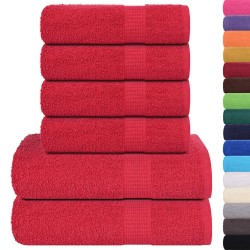 Ensemble de serviettes 6 pcs rouge 360 g/m² 100% coton 