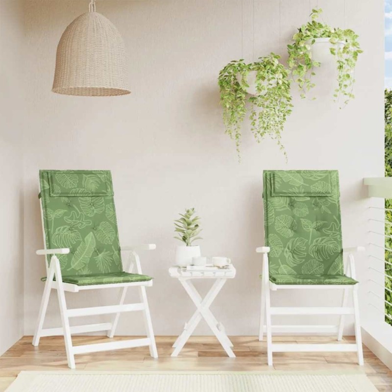 Coussins de chaise à dossier haut lot de 2 modèle de feuille 