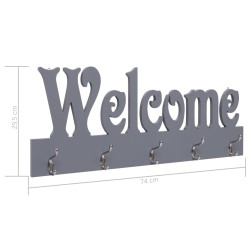 Porte-manteau mural WELCOME Gris 74x29,5 cm 