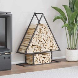 Portant de bois chauffage noir 80x25x90 cm 