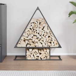 Portant de bois chauffage noir 80x25x90 cm 