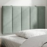 Coussin de tête de lit gris clair 80 cm velours 