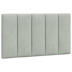 Coussin de tête de lit gris clair 80 cm velours 