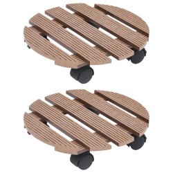 Chariots à plantes 2 pcs Marron Ø30x7,5 cm WPC 