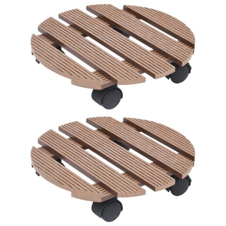 Chariots à plantes 2 pcs Marron Ø30x7,5 cm WPC 