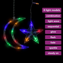 Guirlande lumineuse étoile et lune avec télécommande 345 LED 