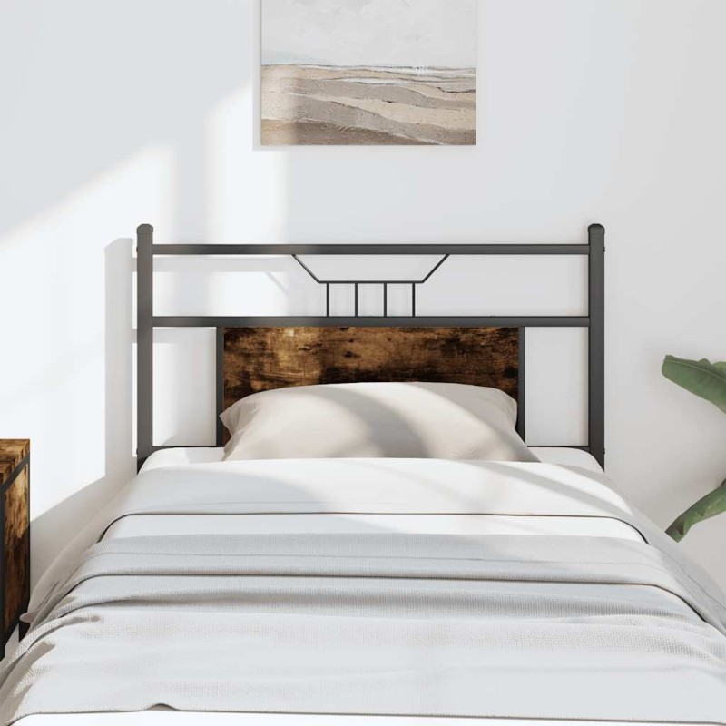 Tête de lit chêne fumé 75 cm bois d'ingénierie et acier 
