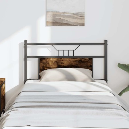 Tête de lit chêne fumé 75 cm bois d'ingénierie et acier 