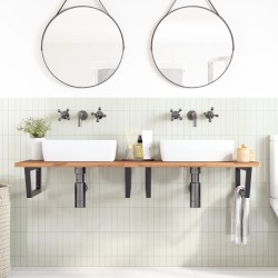 Supports d'étagères pour lavabo 2 pcs noir trapèze acier 
