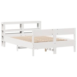 Cadre de lit sans matelas blanc 150x200 cm bois de pin massif 
