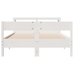 Cadre de lit sans matelas blanc 150x200 cm bois de pin massif 