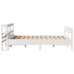 Cadre de lit sans matelas blanc 150x200 cm bois de pin massif 