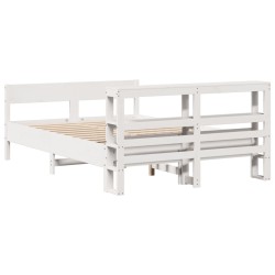 Cadre de lit sans matelas blanc 150x200 cm bois de pin massif 