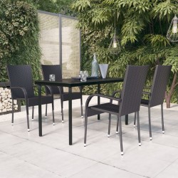Ensemble à manger de jardin 5 pcs Noir 