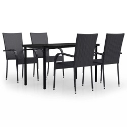 Ensemble à manger de jardin 5 pcs Noir 