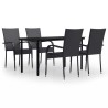 Ensemble à manger de jardin 5 pcs Noir 