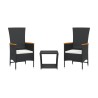 Ensemble à manger de jardin avec coussins 3 pcs Noir 