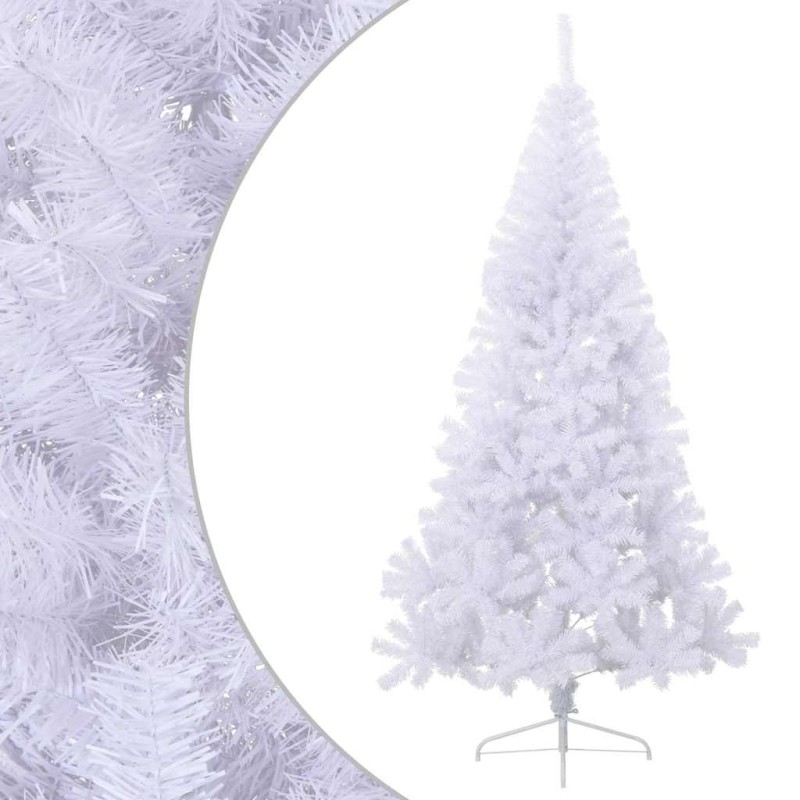 Sapin de Noël artificiel moitié avec support blanc 180 cm PVC Sapin de Noël artificiel moitié avec support blanc 180 cm PVC